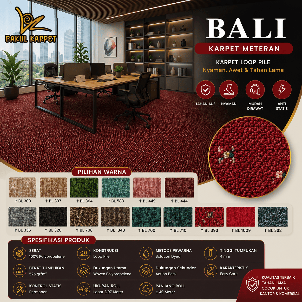 Karpet Kantor Meteran Bali