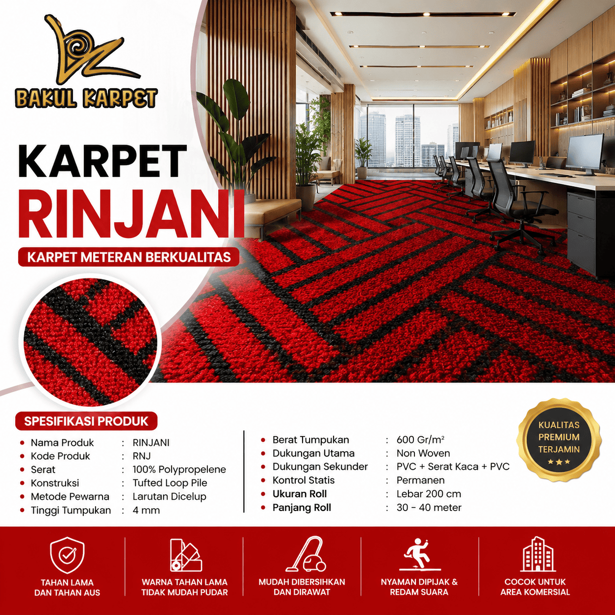 Karpet Kantor Meteran Rinjani