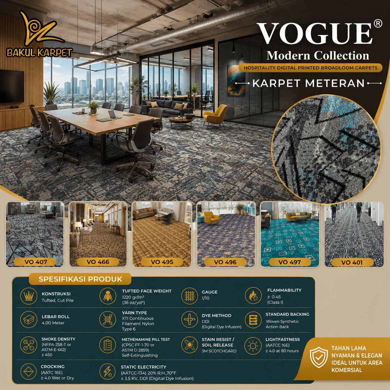 Karpet Kantor Meteran Vogue